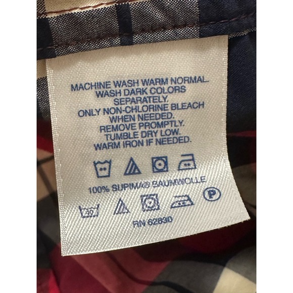 Lands’ End men red plaid long sleeves buttoned casual shirt size Large - Picture 4 of 8